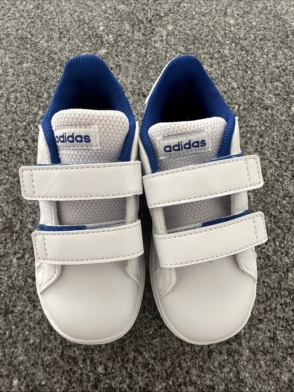 adidas Kids White and Blue CAMO- Velcro Athletic Sneakers- Size 7